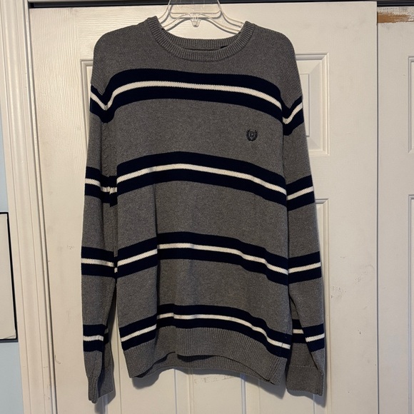 Chaps Gray and Navy Striped Sweater - Picture 1 of 7